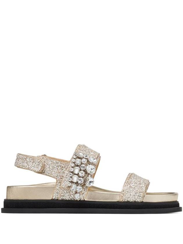 Jimmy Choo Verity Glittered Flat Sandals With Crystal Embellishment Shoes - JIMMY CHOO - BALAAN 1