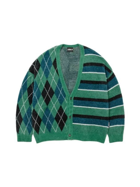 Argyle Stripe Mixed Cardigan Green - AJOBYAJO - BALAAN 1