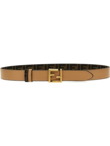 FF Fabric Reversible Leather Belt Beige - FENDI - BALAAN 1