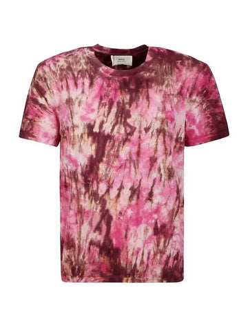 Tie Dye Short Sleeve T-Shirt Pink - AMI - BALAAN 1