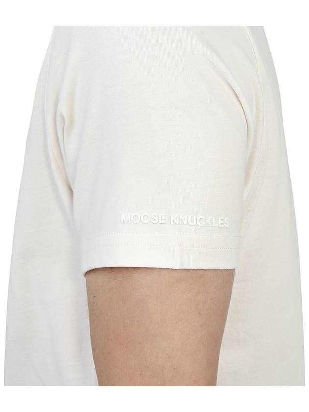 Augustine Logo Print Short Sleeve T-Shirt Ivory - MOOSE KNUCKLES - BALAAN 11