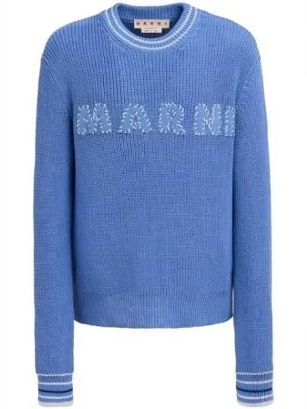 Embroidered Logo Knit Top Blue - MARNI - BALAAN 2