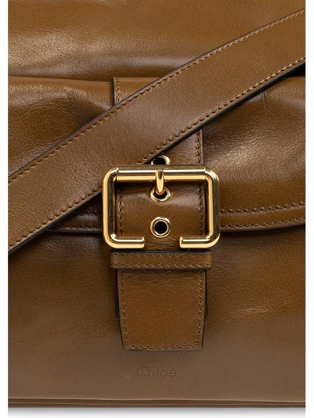 Camera Shiny Leather Shoulder Bag Dark Khaki - CHLOE - BALAAN 7