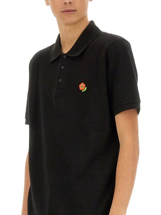 Pop Embroidery Slim Polo Shirt Black - KENZO - BALAAN 5