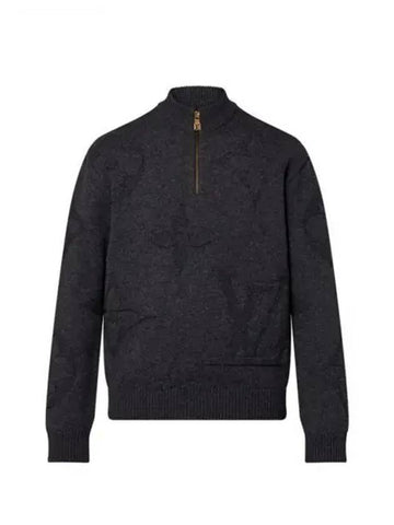 Monogram Jacquard Wool Half Zip Pullover 1AFXY6 - LOUIS VUITTON - BALAAN 1