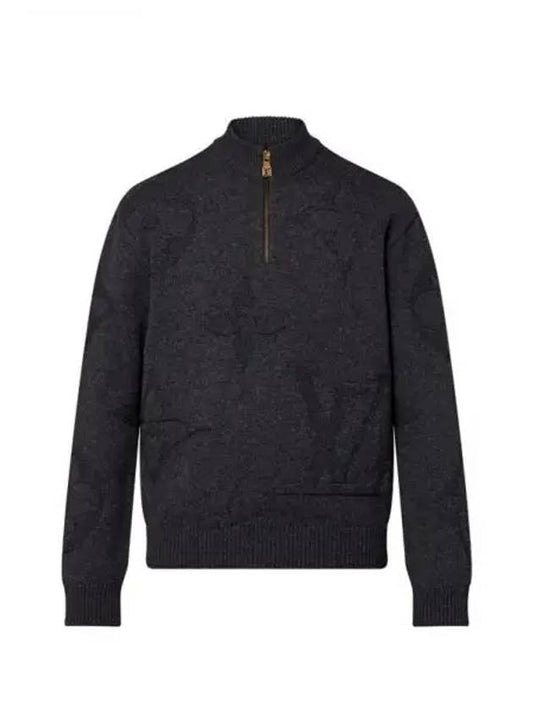 Monogram Jacquard Wool Half Zip Pullover 1AFXY6 - LOUIS VUITTON - BALAAN 1