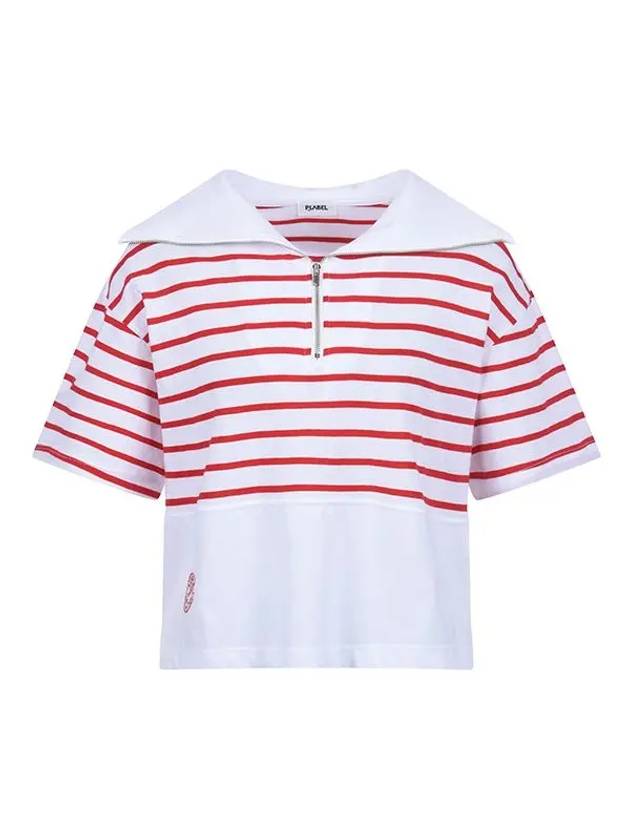 Big collar striped t-shirt MW3ME103RED - P_LABEL - BALAAN 8