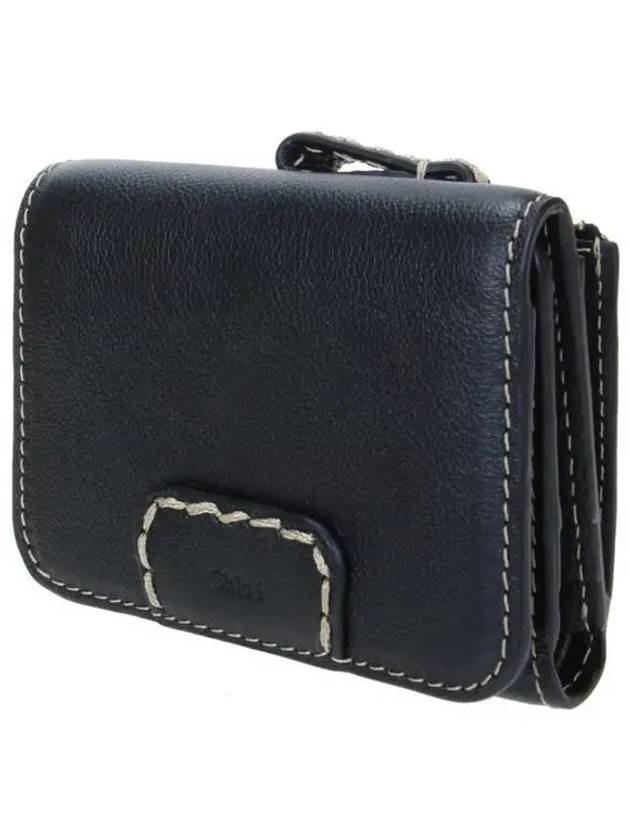 Edith Small Tri-Fold Buffalo Leather Half Wallet Black - CHLOE - BALAAN 3