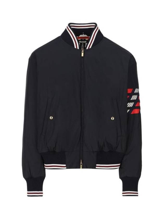 4 Bar Striped Puffer Bomber Jacket Navy - THOM BROWNE - BALAAN 1