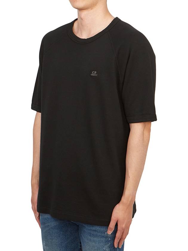 30/1 Sponge Fleece Short Sleeve Sweatshirt Black - CP COMPANY - BALAAN 3