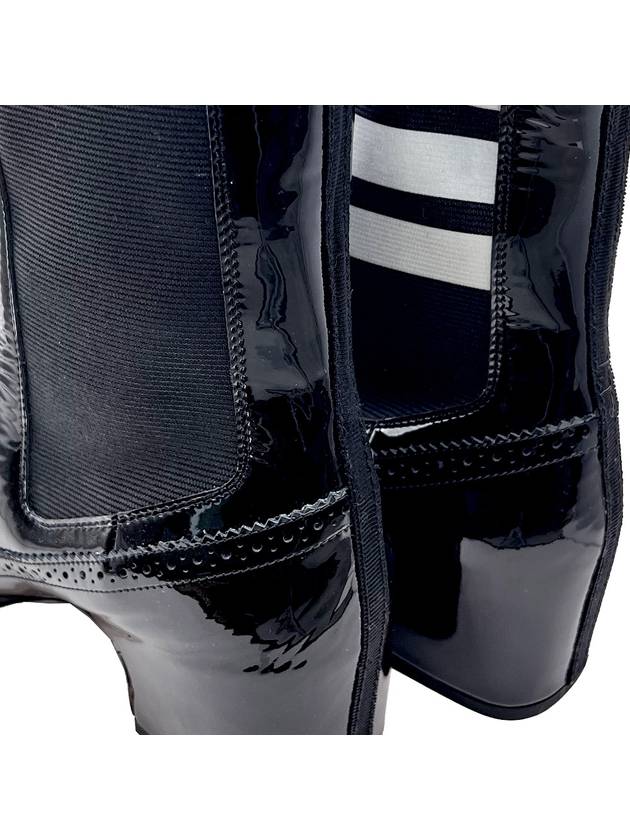 Soft Patent Leather Mid 4 Bar Stripe Chelsea Boots Black - THOM BROWNE - BALAAN 9