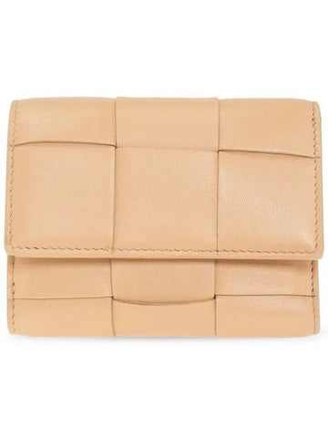 Intrecciato Tri-Fold Zip Half Wallet Almond - BOTTEGA VENETA - BALAAN 1