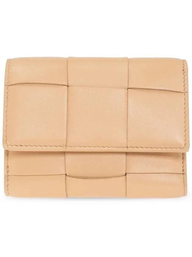 Intrecciato Tri-Fold Zip Half Wallet Almond - BOTTEGA VENETA - BALAAN 1