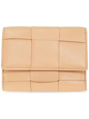 Intrecciato Tri-Fold Zip Half Wallet Almond - BOTTEGA VENETA - BALAAN 1