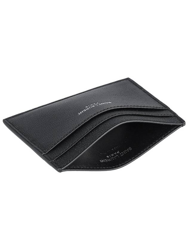 Embossed Leather Card Wallet Black - SAINT LAURENT - BALAAN 7