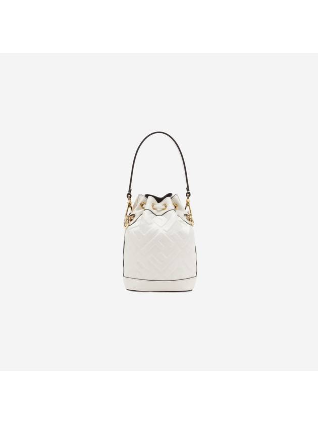 Mon Tresor FF Motif Leather Mini Bucket Bag White - FENDI - BALAAN 3