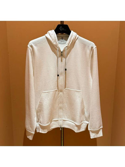 Tech Cotton Zip-Up Hoodie White - BRUNELLO CUCINELLI - BALAAN 2