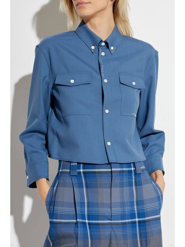 Marni Short Shirt With Decorative Stitching, Women's, Blue - MARNI - BALAAN 3