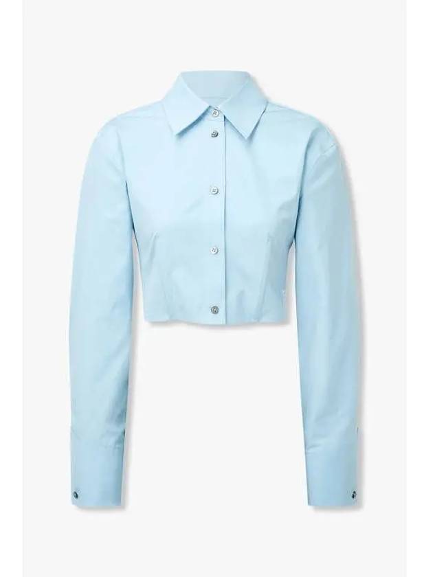 Branding label cropped shirt sky blue - ALEXANDER WANG - BALAAN 1