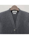 Milano Stitch 4 Bar Classic V Neck Fine Merino Wool Cardigan Medium Grey - THOM BROWNE - BALAAN 5