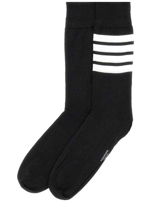 Men's Diagonal Light Weight Midi Socks Black - THOM BROWNE - BALAAN 5