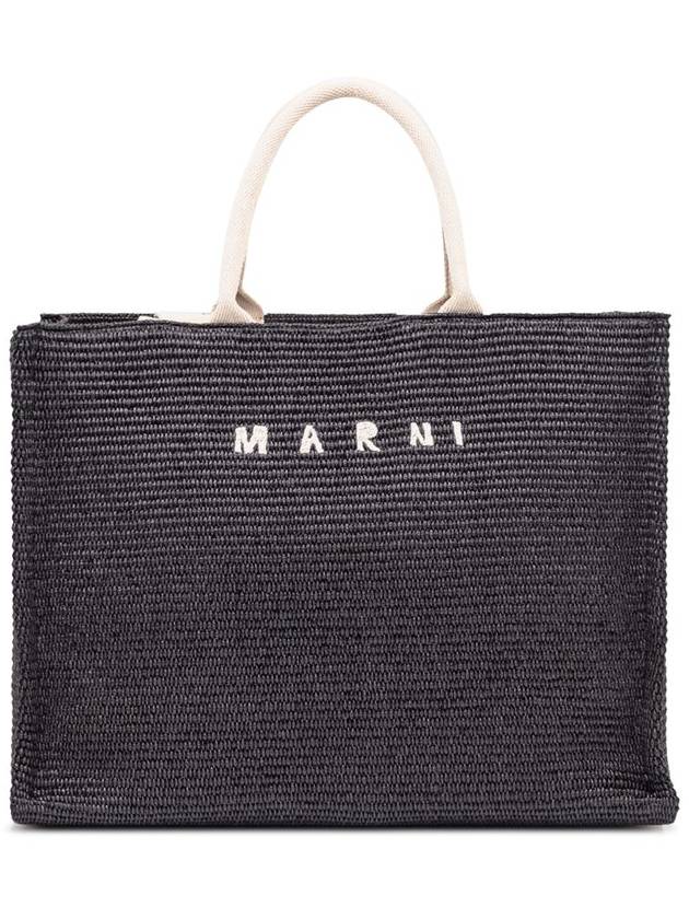 Raffia East West Tote Bag Black - MARNI - BALAAN 2