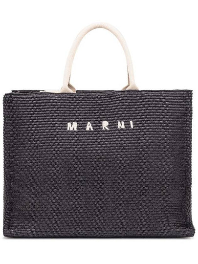 Raffia East West Tote Bag Black - MARNI - BALAAN 2