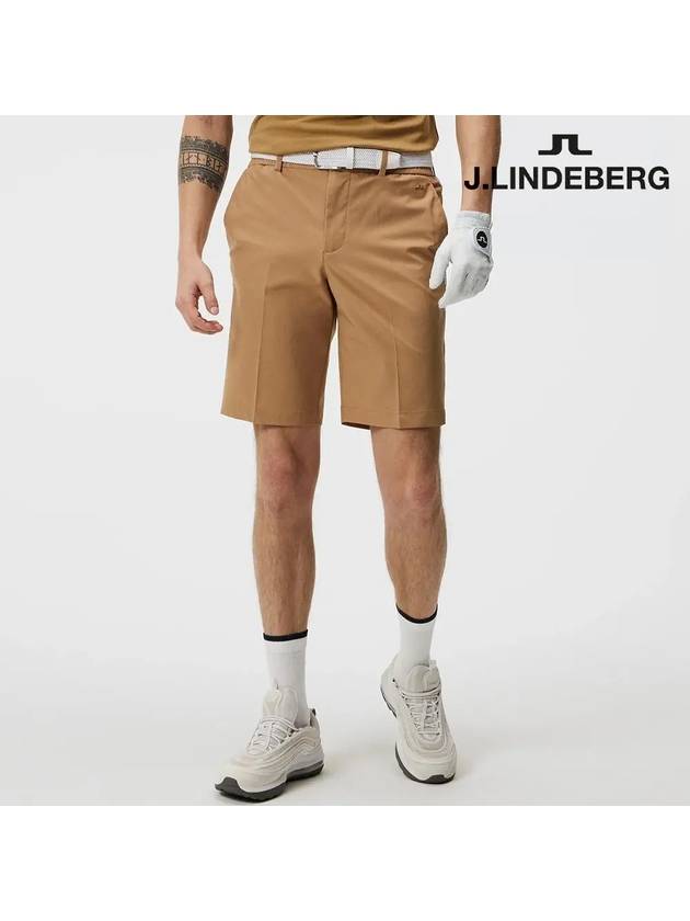 Men's Golf Stuart Striped Shorts Tiger Brown - J.LINDEBERG - BALAAN 2