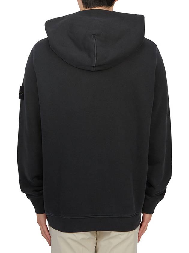 Old Effect Cotton Diagonal Fleece Hoodie Black - STONE ISLAND - BALAAN 4