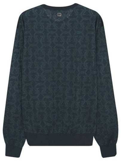 Jacquard Gancini Knit Top Blue - SALVATORE FERRAGAMO - BALAAN 2