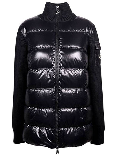 Padded Wool Cardigan Black - MONCLER - BALAAN 2