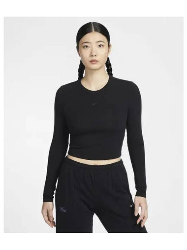 Sportswear Chill Knit Long Sleeve Crop W Black HF5323 010 - NIKE - BALAAN 1