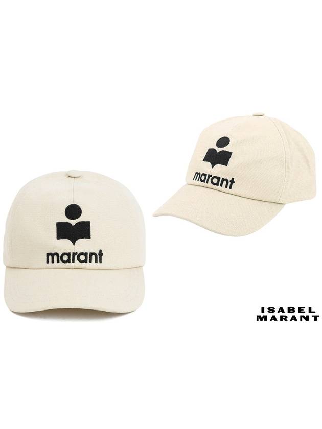 Isabel Marant Women's Tyrone Logo Cap Ecru Black CQ001XFB A3C05A ECBK - ISABEL MARANT ETOILE - BALAAN 4