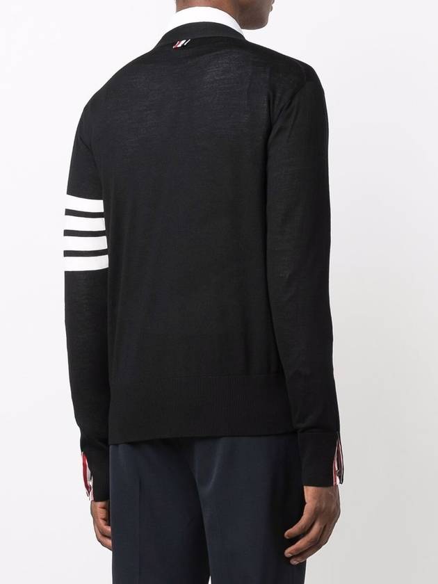 Men's Sustainable Classic Diagonal Wool Cardigan Black - THOM BROWNE - BALAAN 4