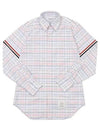 Men's Plaid Three Stripes Armband Oxford Long Sleeve Shirt Light Pink - THOM BROWNE - BALAAN 2