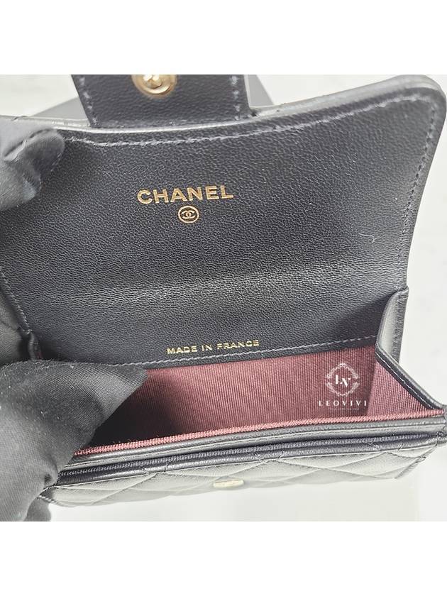 Classic Card Holder Lambskin Gold Black - CHANEL - BALAAN 6