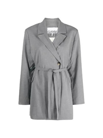 Oversized Blazer Jacket Grey - GANNI - BALAAN 2