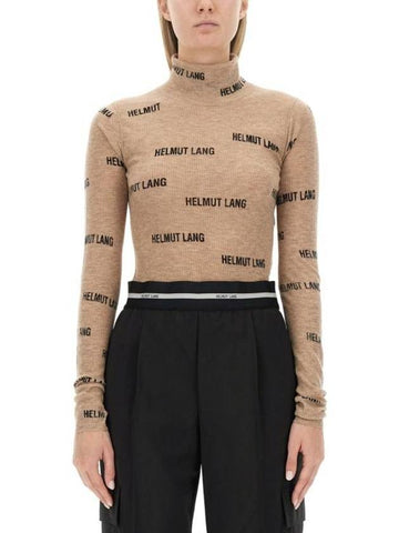 Logo Turtleneck Beige - HELMUT LANG - BALAAN 1