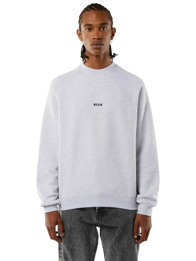 Micro Logo Cotton Sweatshirt Grey - MSGM - BALAAN 3