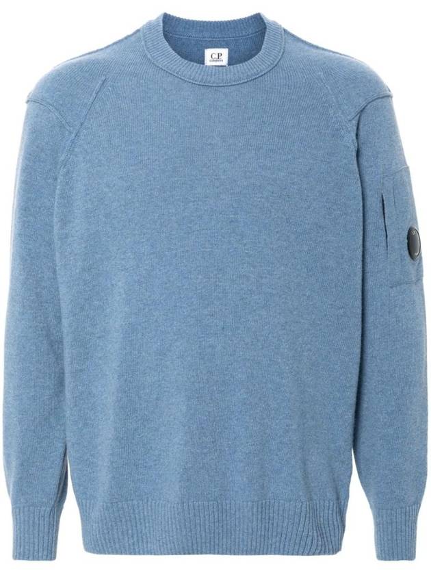 Lambswool GRS Crew Neck Knit Top Blue - CP COMPANY - BALAAN 1