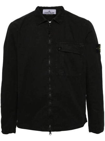 Old Treatment Garment Dyed Overshirt Jacket Black - STONE ISLAND - BALAAN 2