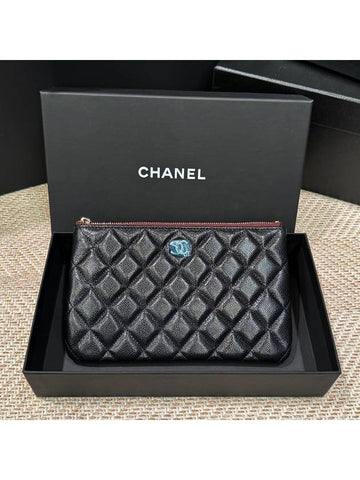 Pouch Caviar Skin Gold CC Logo Black - CHANEL - BALAAN 1