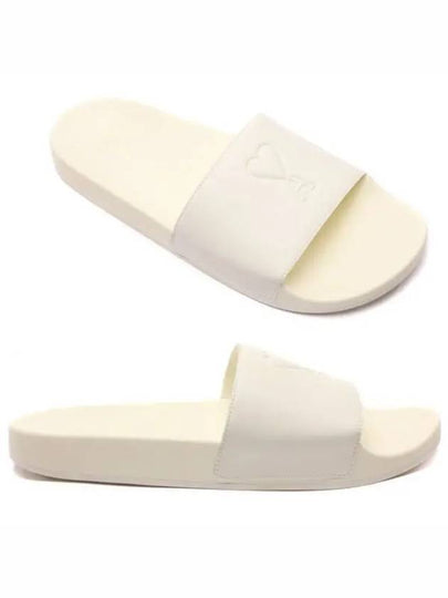 Embossed Logo Slippers Ivory - AMI - BALAAN 2