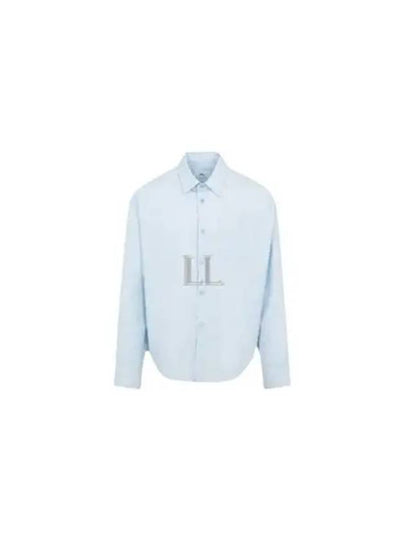 Chest Pocket Boxy Fit Poplin Long Sleeve Shirt Sky Blue - AMI - BALAAN 2