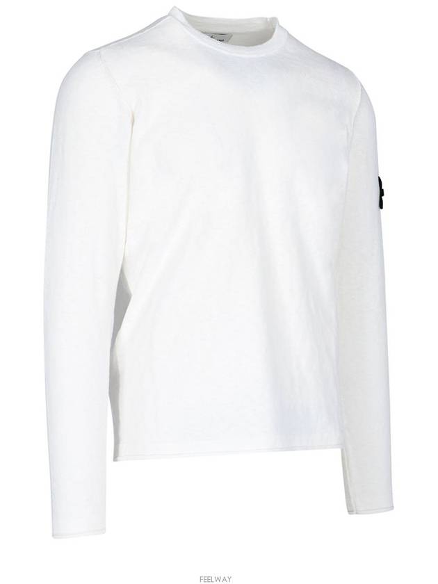 Wappen Patch Crew Neck Knit Top White - STONE ISLAND - BALAAN 3