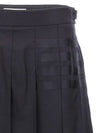 4 Bar Logo Plain Weave Wool Pleated Skirt Navy - THOM BROWNE - BALAAN 5