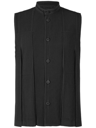 Tucked Pleated Vest Black - ISSEY MIYAKE - BALAAN 1