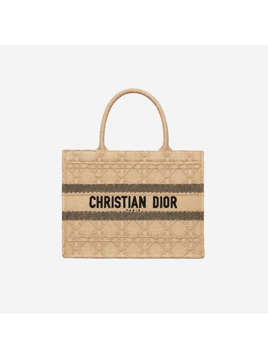 Medium Book Tote Bag Natural Cannage Raffia - DIOR - BALAAN 1