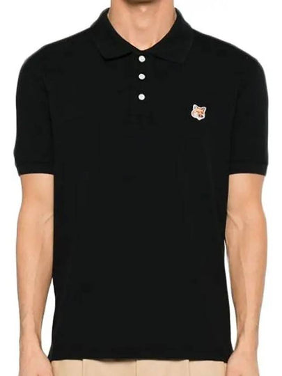 Fox Head Patch Cotton Polo Shirt Black - MAISON KITSUNE - BALAAN 2