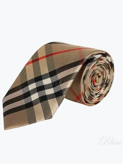 Men's Modern Cut Vintage Check Silk Tie Beige - BURBERRY - BALAAN 2